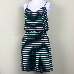 J. Crew Shoreline Stripe Dress Blue & Kelly Green